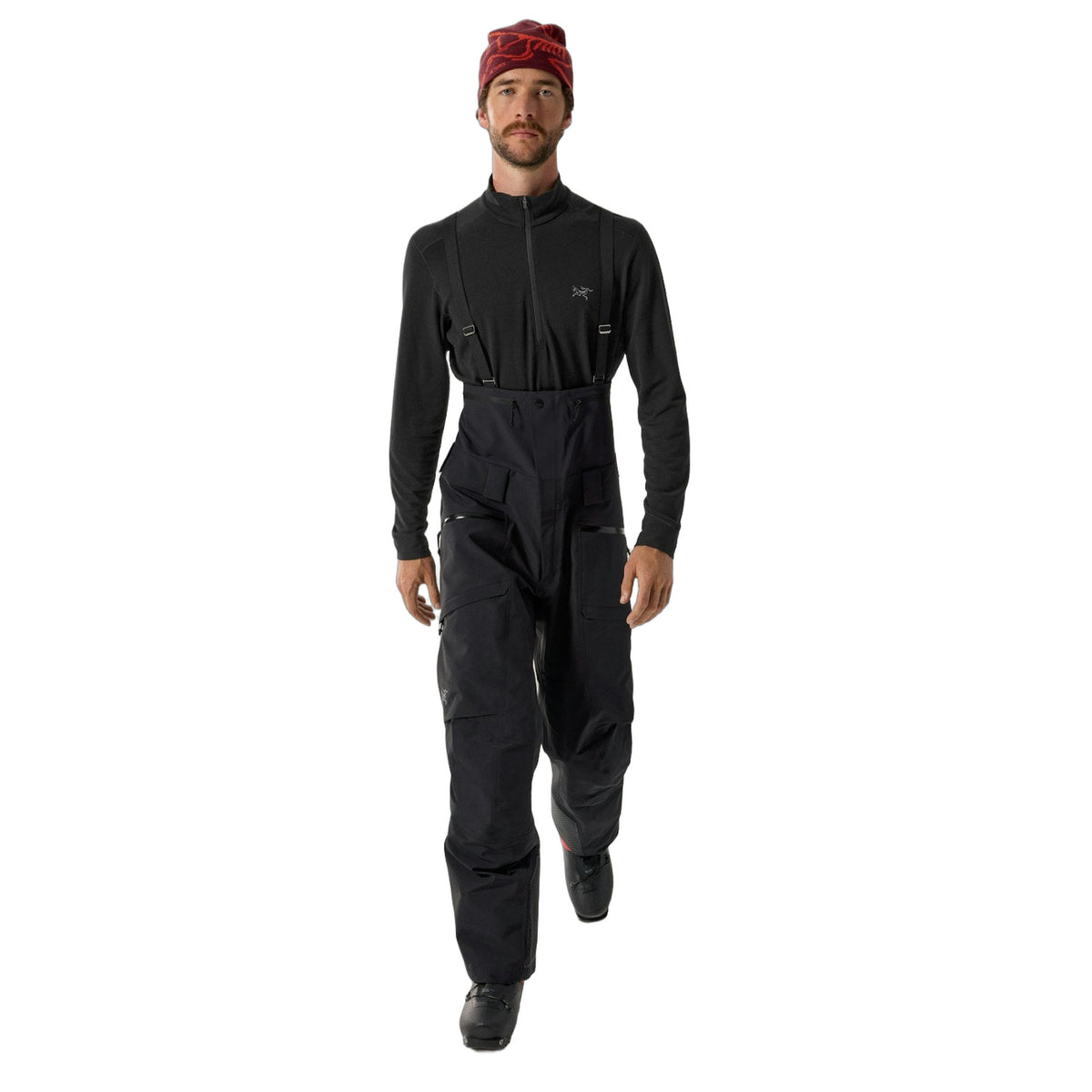 Ski Guide Bib Pant Black Front View