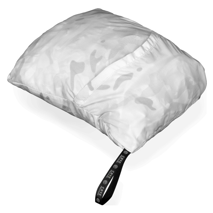 Jacket folds into cargo pocket for compact storage