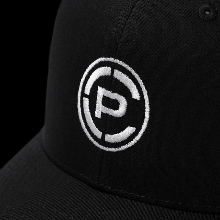 CP Logo Trucker Hat Black/ White Close-up