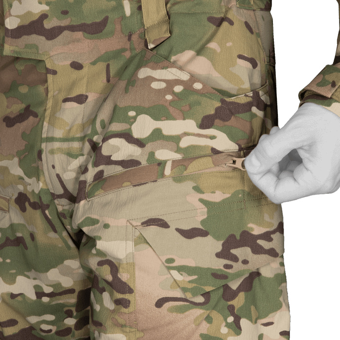 Zippered thigh pocket
