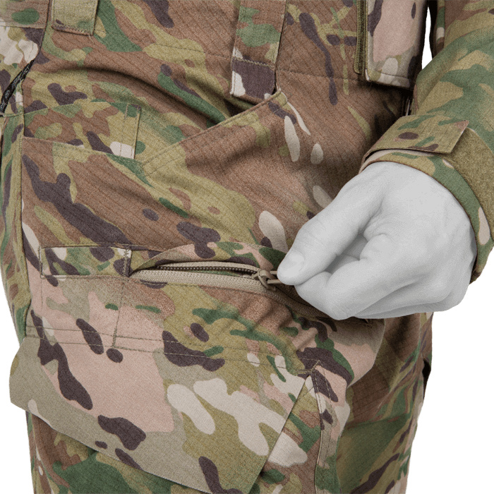 Zippered thigh pocket
