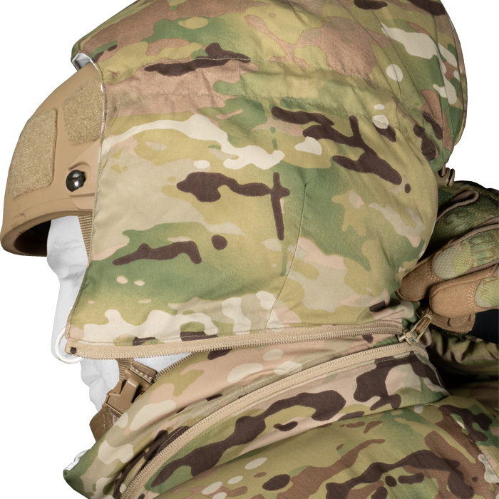 Helmet compatible, removable hood with reinforced visor
