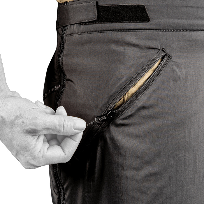 Zippered pass through pockets