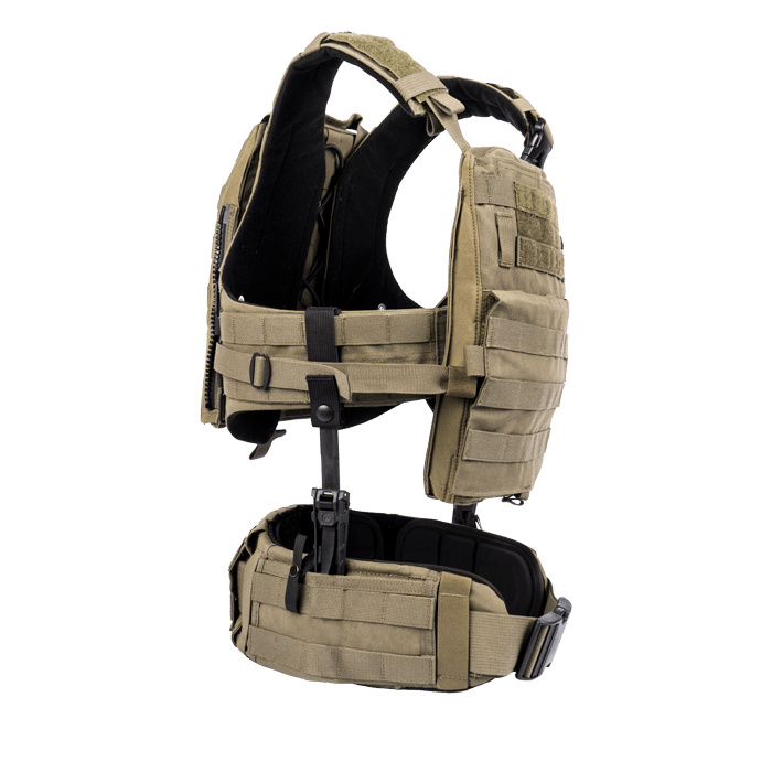 Mounted to vest and belt