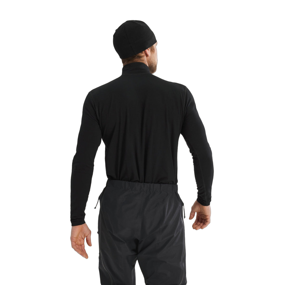 Cold WX Zip Neck AR Wool Black Back View