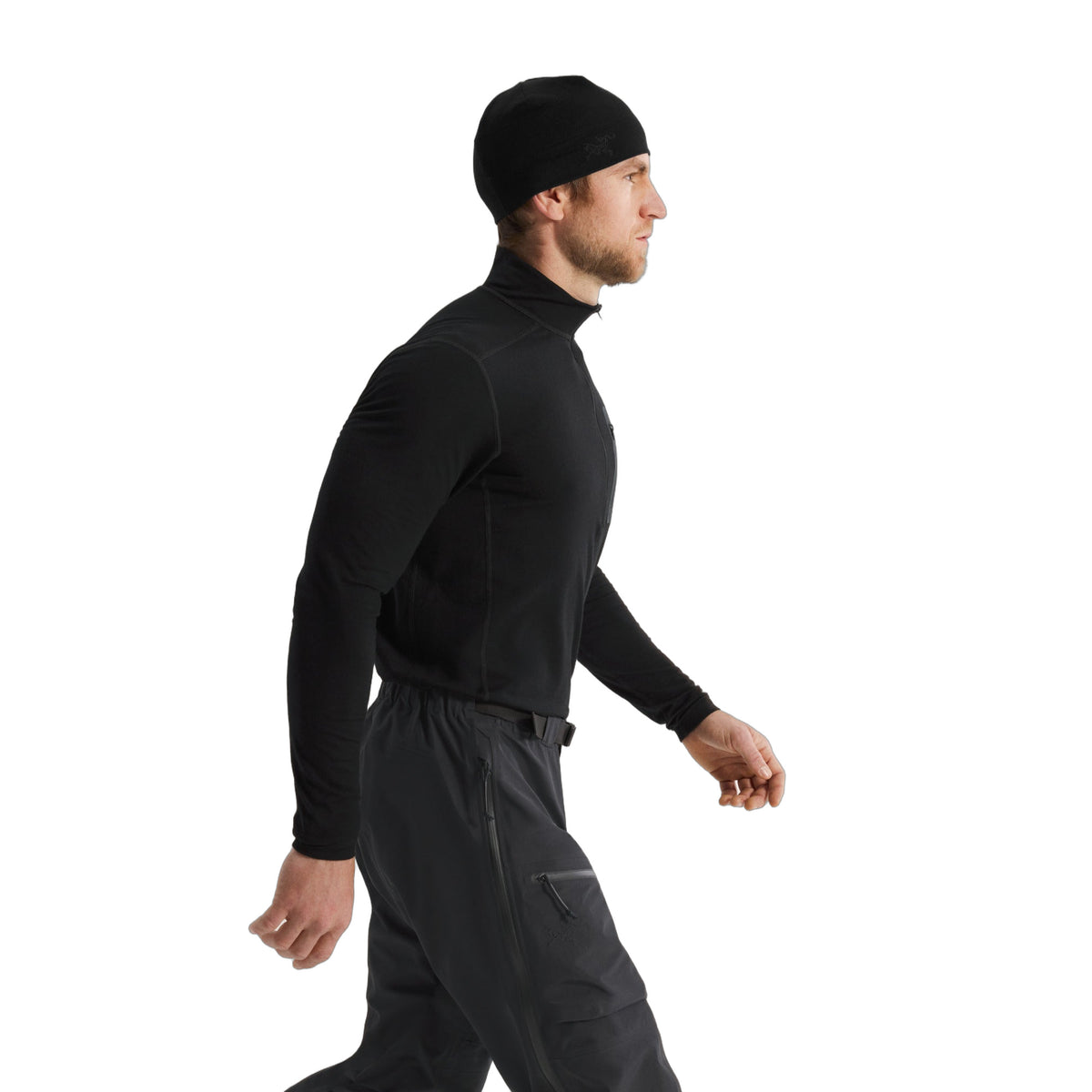 Cold WX Zip Neck AR Wool Black Side View