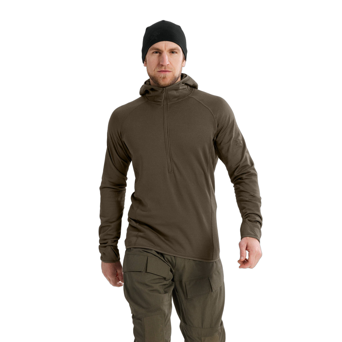 Delta AR 1/2 Zip Neck Hoody Ranger Green Front View