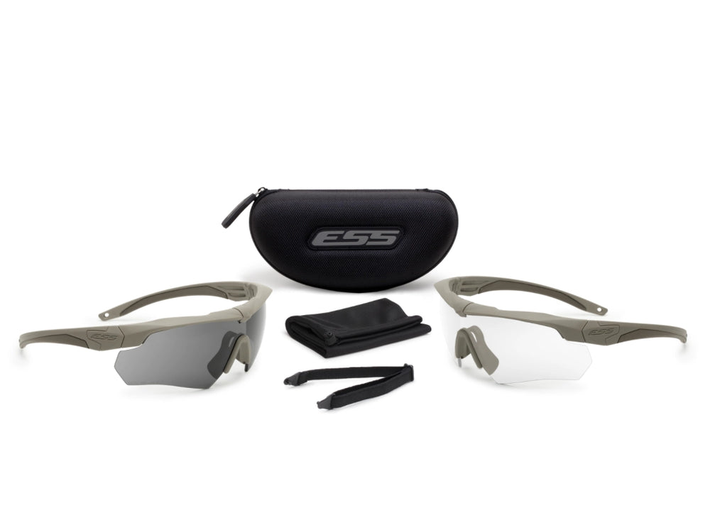 ESS Crossbow - 2 Terrain Tan Frames, Clear/Smoke Grey Lenses