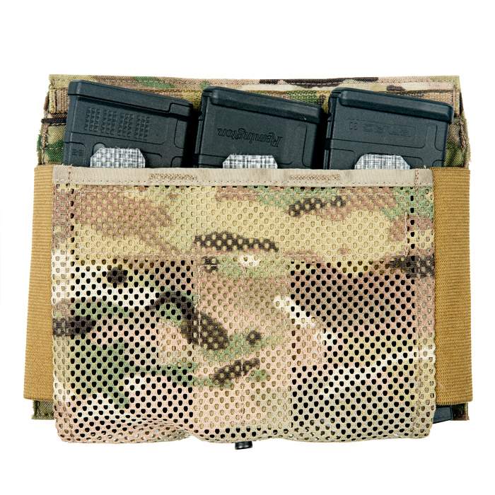 Rear pocket expands to hold a ballistic plate or R-SERIES M4 MAG RETAINER