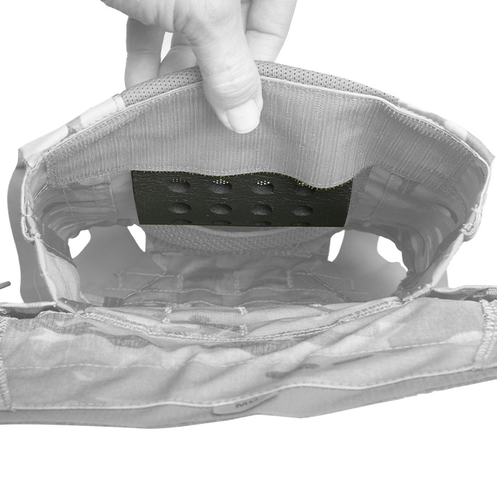 Foam padded insert layer between wearer and plate