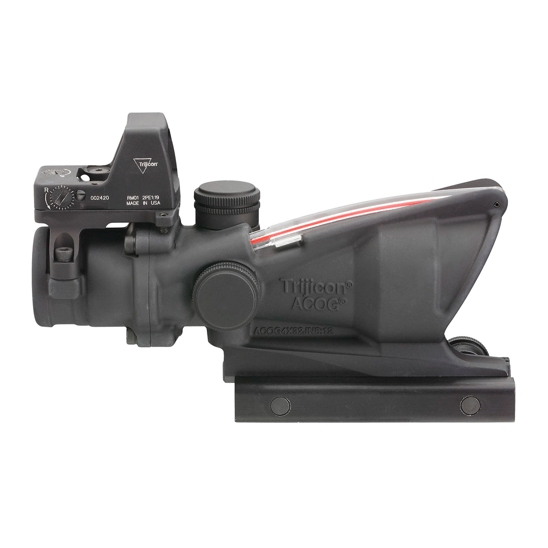 Trijicon 4x32 ACOG Scope, Dual Illuminated Red Crosshair .223 Reticle w/ Colt Knob Thumbscrew Mount &amp; LED 3.25 MOA Red Dot RMR Type 2 - Broad Arrow Tactical