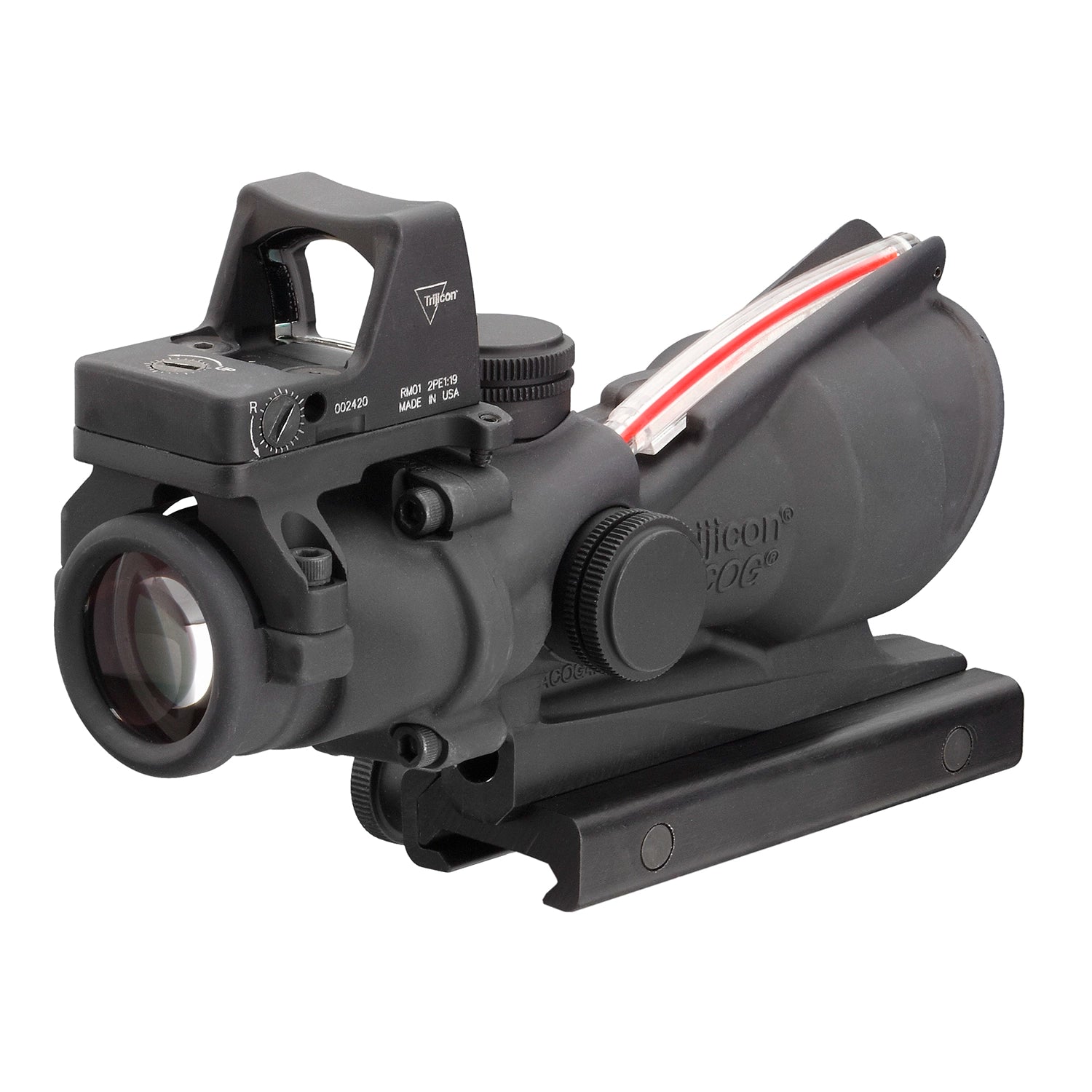 Trijicon 4x32 ACOG Scope, Dual Illuminated Red Crosshair .223 Reticle w/ Colt Knob Thumbscrew Mount & LED 3.25 MOA Red Dot RMR Type 2