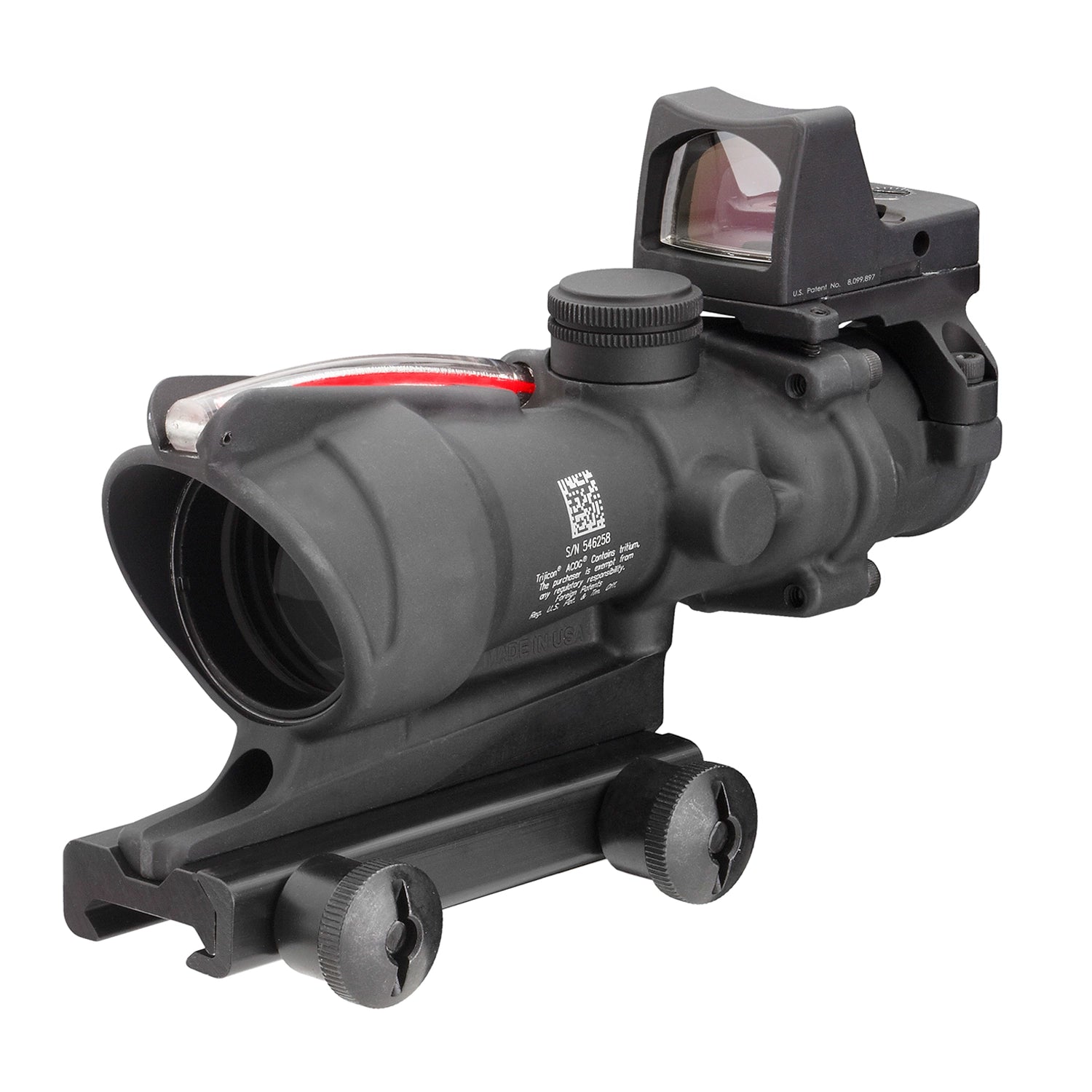 Trijicon 4x32 ACOG Scope, Dual Illuminated Red Crosshair .223 Reticle w/ Colt Knob Thumbscrew Mount & LED 3.25 MOA Red Dot RMR Type 2