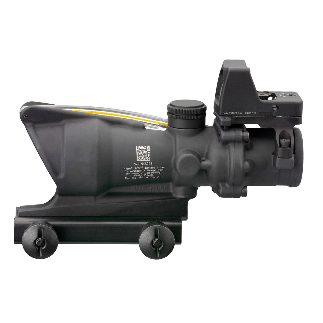 Trijicon 4x32 ACOG Scope, Dual Illuminated Amber Crosshair .223 Reticle w/ Colt Knob Thumbscrew Mount &amp; LED 3.25 MOA Red Dot RMR Type 2