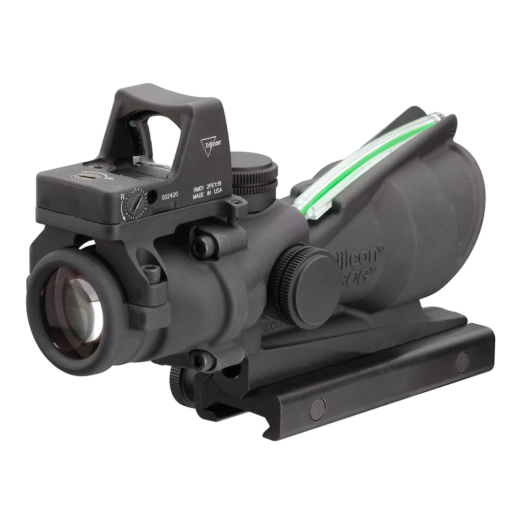 Trijicon 4x32 ACOG Scope, Dual Illuminated Green Crosshair .223 Reticle w/ Colt Knob Thumbscrew Mount &amp; LED 3.25 MOA Red Dot RMR Type 2