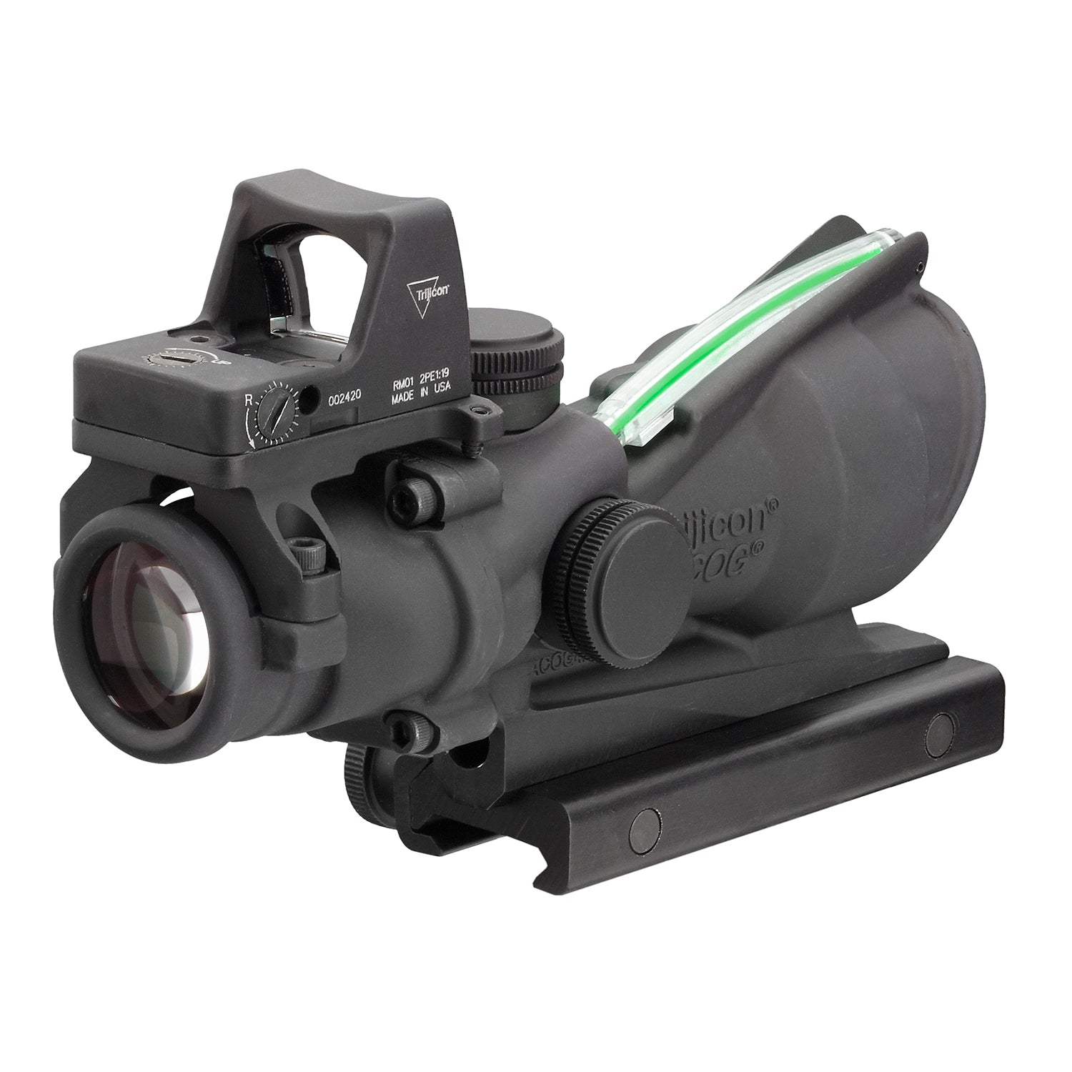 Trijicon 4x32 ACOG Scope, Dual Illuminated Green Crosshair .223 Reticle w/ Colt Knob Thumbscrew Mount & LED 3.25 MOA Red Dot RMR Type 2