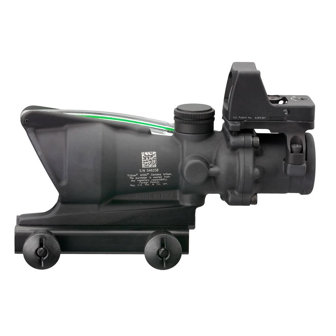 Trijicon 4x32 ACOG Scope, Dual Illuminated Green Crosshair .223 Reticle w/ Colt Knob Thumbscrew Mount &amp; LED 3.25 MOA Red Dot RMR Type 2