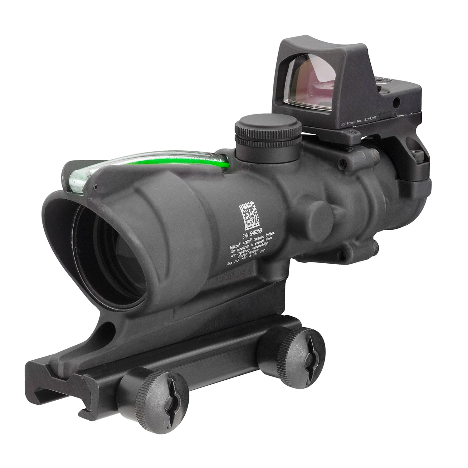 Trijicon 4x32 ACOG Scope, Dual Illuminated Green Crosshair .223 Reticle w/ Colt Knob Thumbscrew Mount & LED 3.25 MOA Red Dot RMR Type 2
