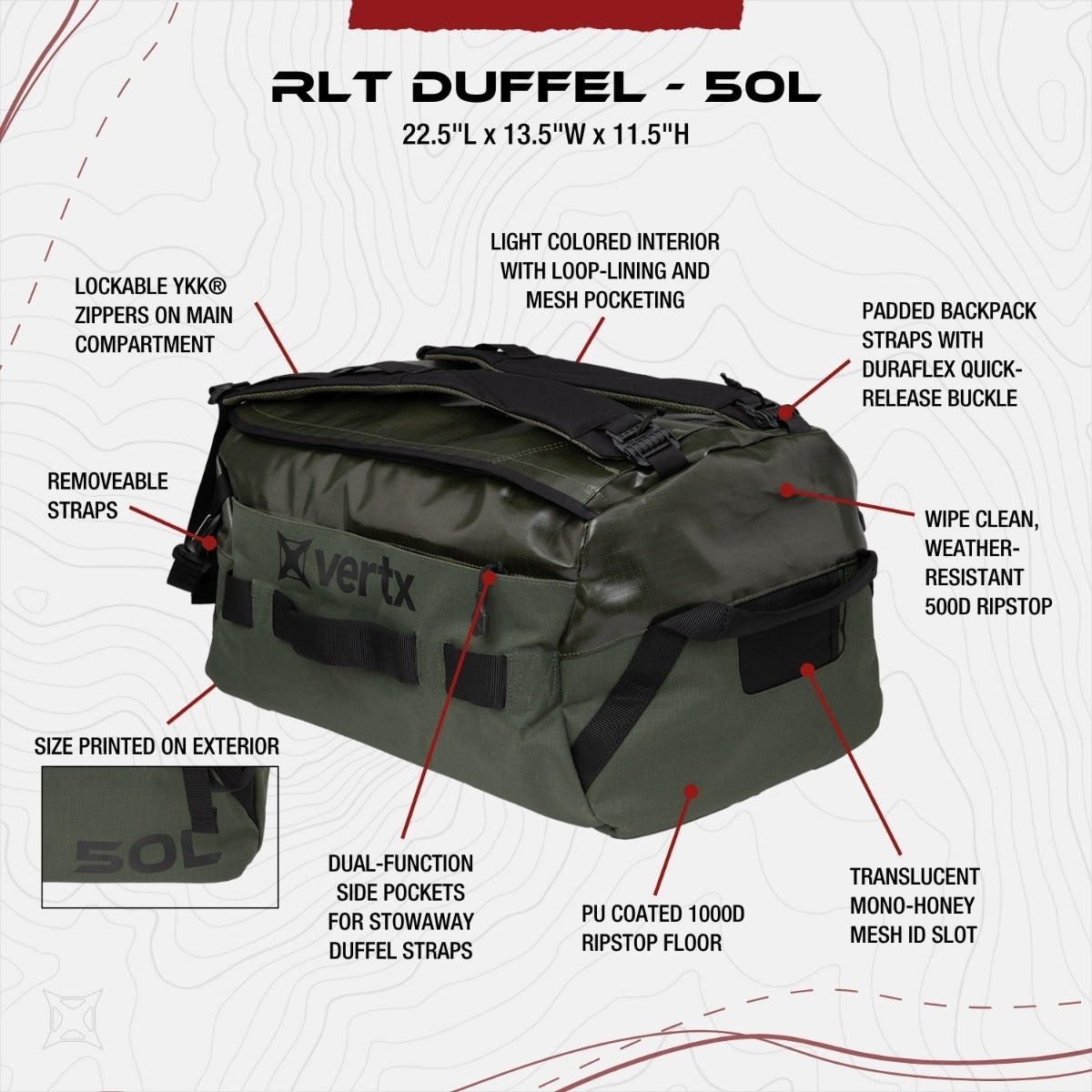 Vertx Rlt 50L Duffel Bag
